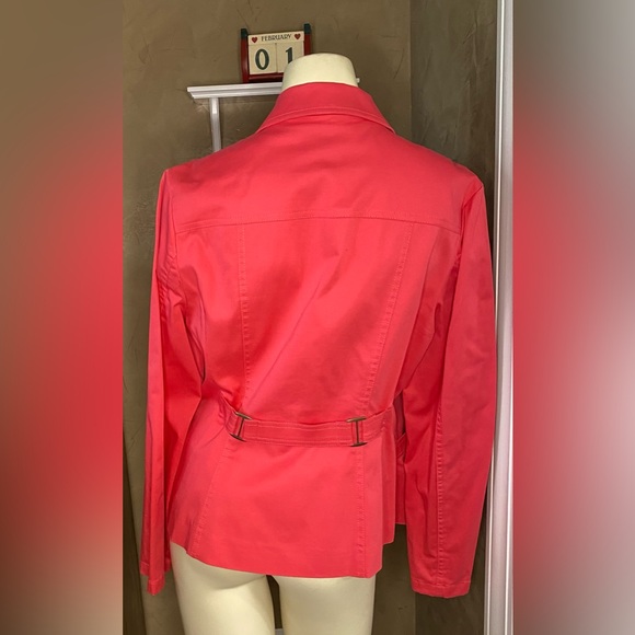 V Cristina Coral Pink Spring Blazer Women’s Size L with polka dot liner - Picture 2 of 12